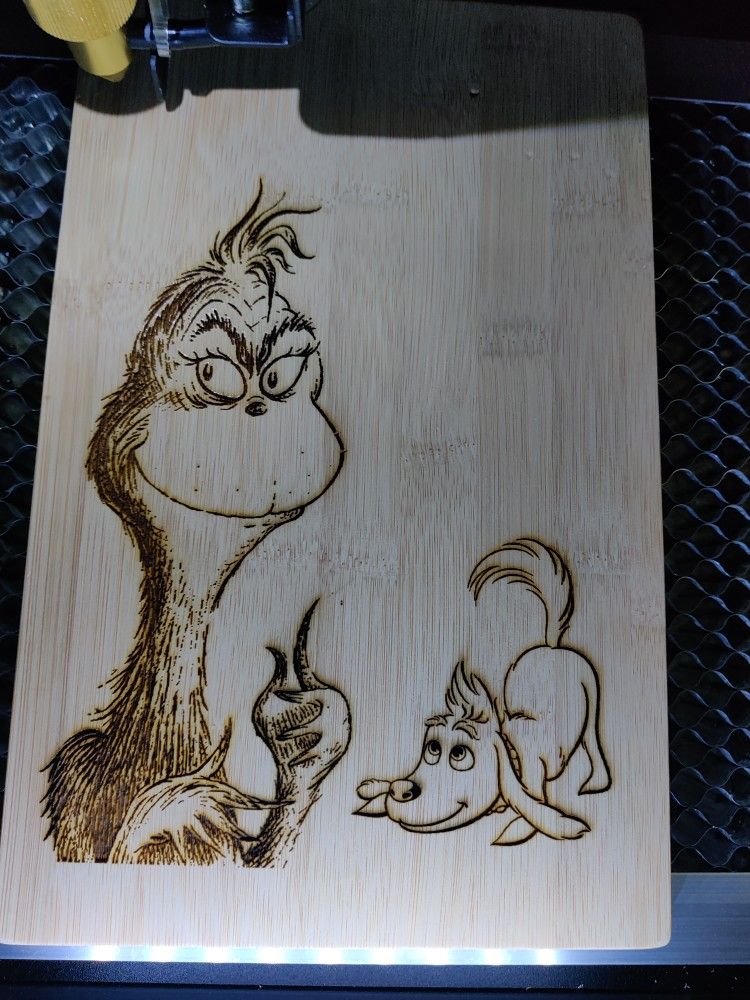 Grinch And Max Bamboo Cutting Board 