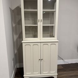 IKEA LOMMARP Cabinet with glass doors, light beige,