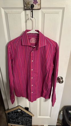 Men's Pink Striped Button-Up Dress Shirt