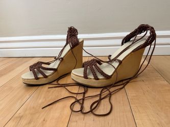 Colin Stuart Lace Up Strappy Espadrilles wedge sandals 8.5