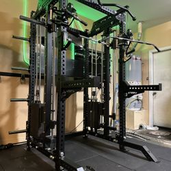 PRO SERIES Ultimate Half Rack Functional Trainer w/Smith Machine Bar | 400lb Stack | Gym Equipment | Fitness | Commercial | Squat Rack 