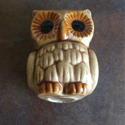 Ceramic Owl Macramé Bead Vintage 2.75”X 2”