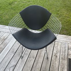 Leather Black Metal Chair .
