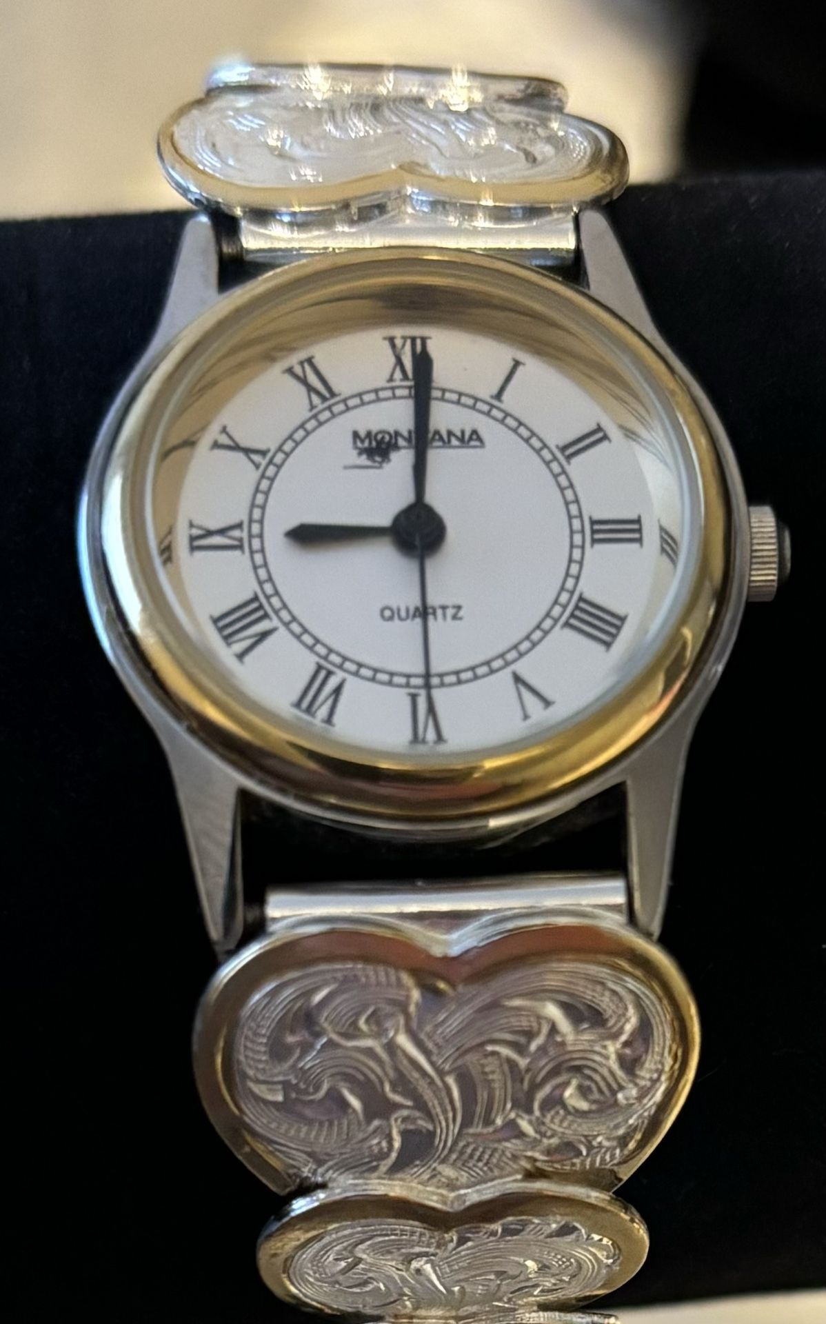 Montana Silversmiths Silver Heart Engraved Triple Heart Watch