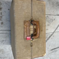 Vintage 1950’s Hard Tweed And Leather Suitcase With Cloth Cover