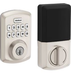 Kwikset Powerbolt 250 10-Button Keypad Satin Nickel Transitional Electronic Deadbolt Door Lock, Featuring Convenient Keyless Entry, Customizable User 
