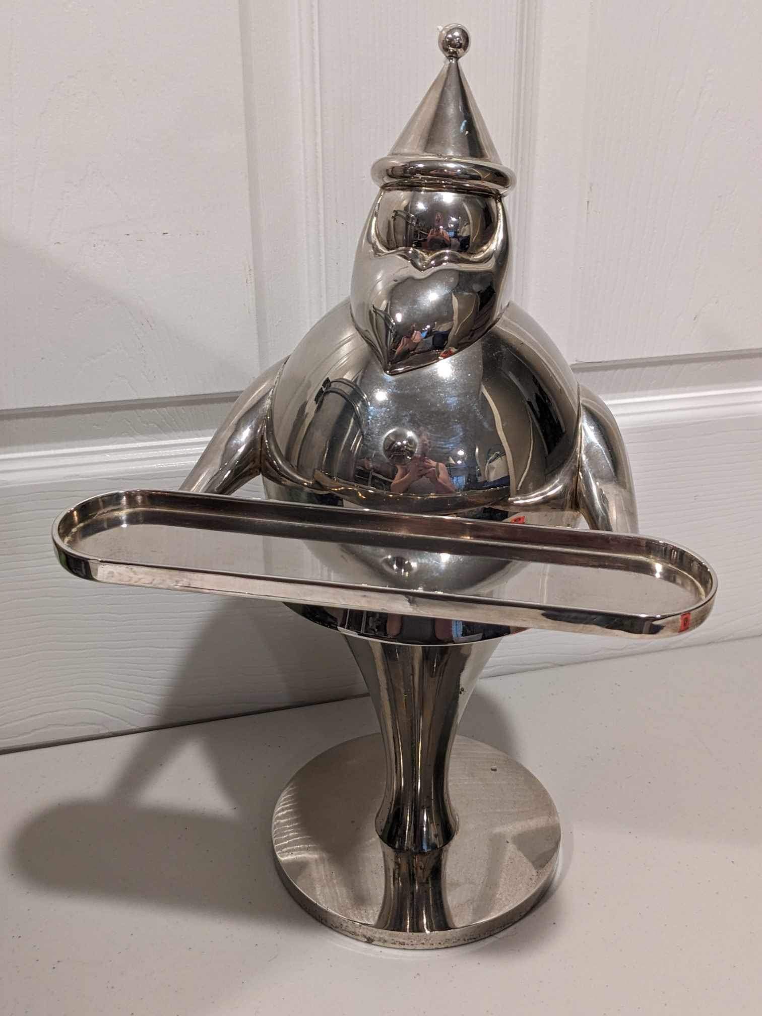 Beautiful XL Pottery Barn Santa Baby Silver Art Deco Style Vintage Christmas Collectible Candle Holder!!