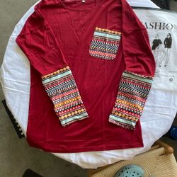 New Women Burgundy Long Sleeve Size M
