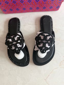 Tory Burch Crystal Miller Sandals Black | Women’s Size 6 (EU 36) | Brand New