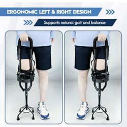 Hands Free Knee Crutch with Safety Kneepad, Pain Free Adjustable Peg Leg Crutch Alternative to Crutches & Knee Scooters for Foot, Ankle Lower Leg Inju