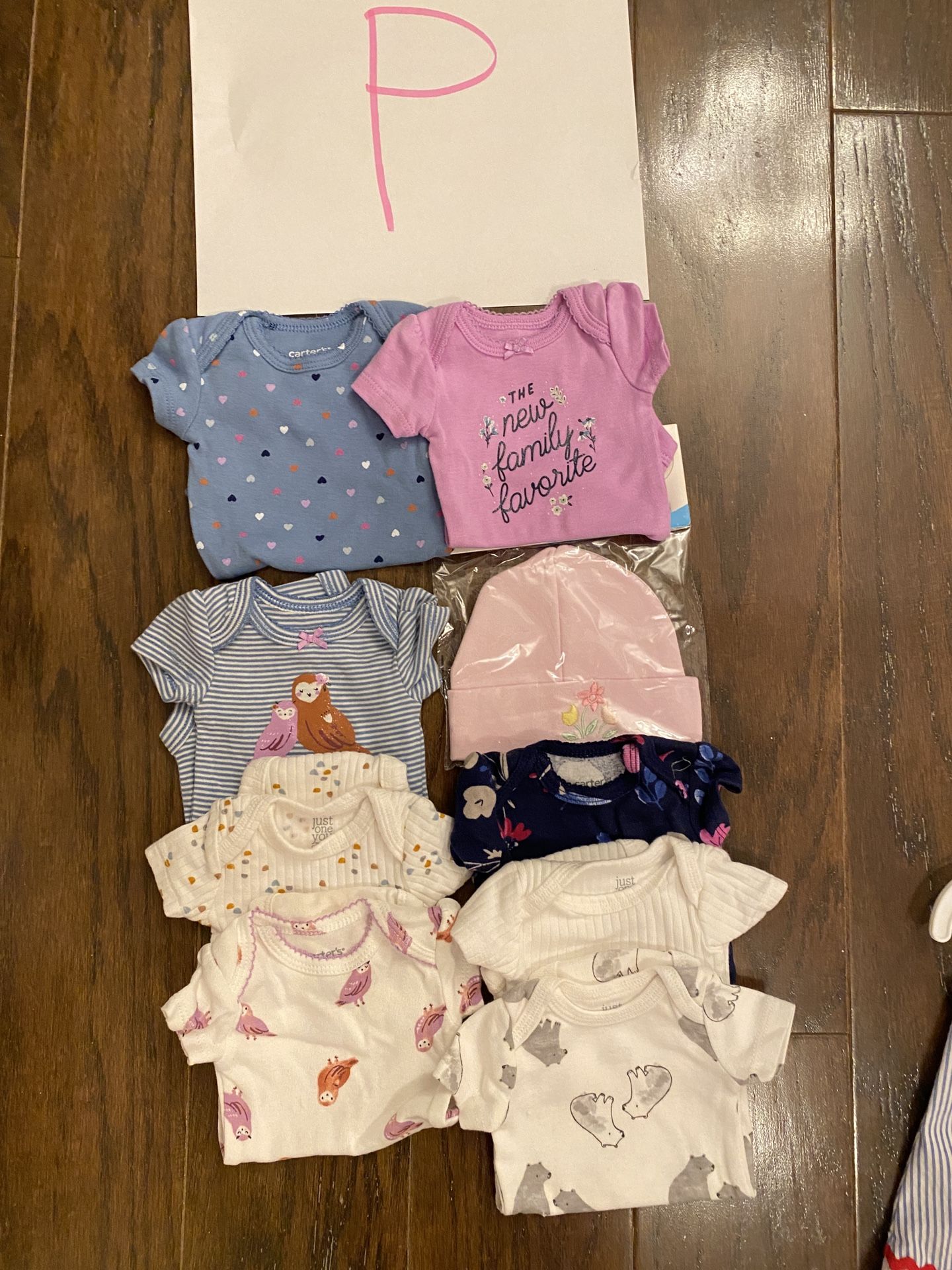 NB Baby Cloth(size P) 8 Pieces Plus On Hat-$3