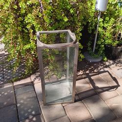 $12 Large Garden Lantern 17"x 8"  Metal Glass. Add a Candle or Solar Lights.