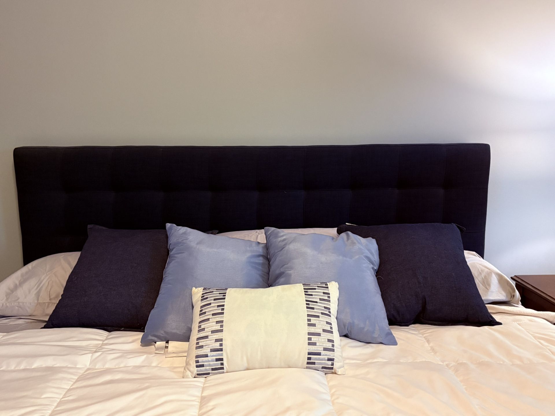 KING sized Navy Blue headboard And Bed Frame