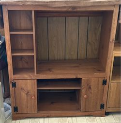 Wood Entertainment Center with Cabinet Storage