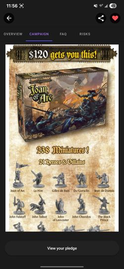 Joan of Arc Kickstarter Mythic Pledge