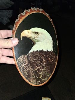 ANTIQUE AMERICAN BALD EAGLE PAINTED ON WOOD RARE