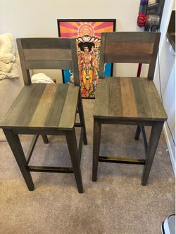 Set of 2 Rustic Counter Height Chairs/Stools