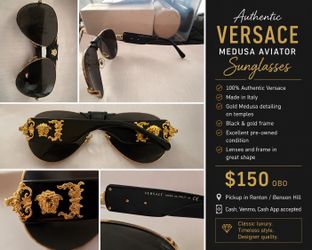 Authentic Versace Medusa Aviator Sunglasses