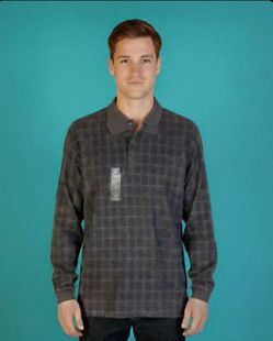 NEW, IZOD, Men's Long Sleeve Plaid Polo Shirt. Size L.