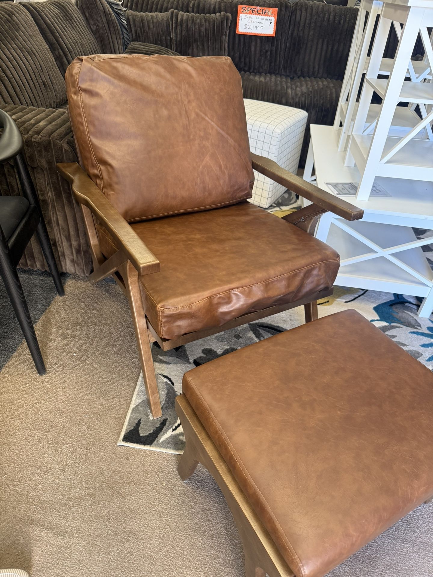 "Juntier 25"" W Vegan Leather Armchair and Ottoman"