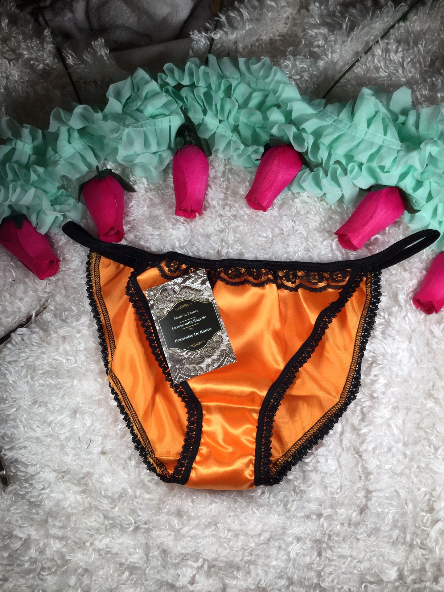 Orange satin panties size large