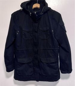 🧥 H&M Black Hoodie Coat / Jacket, Hood Zipper, 4 Front Flap Pockets (new)