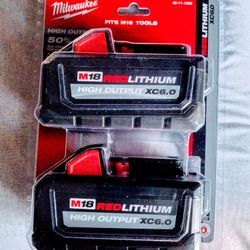 Milwaukee M18 High Output 6.0 Battery (2) Pack. $170