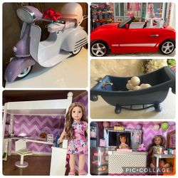 American Girl Doll Tub With Bubbles, With Bath Robe, Locker, And High Chair. Doll NOT Included 
