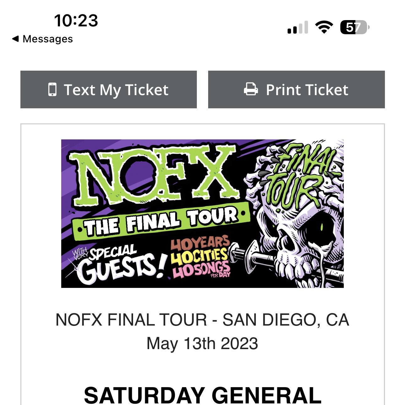 NOFX ticket - GA