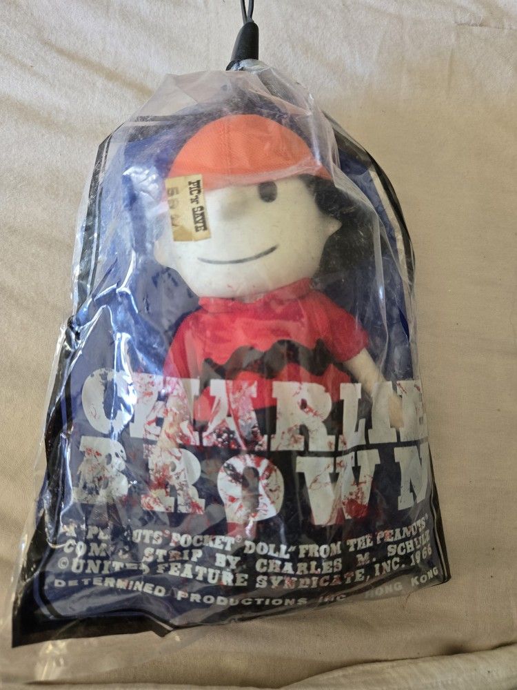 Peanuts Pocket Doll Charlie Brown United Feature Syndicate Hong Kong 1966 w/ Hat