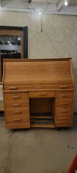 Antique Solid wood roll top desk