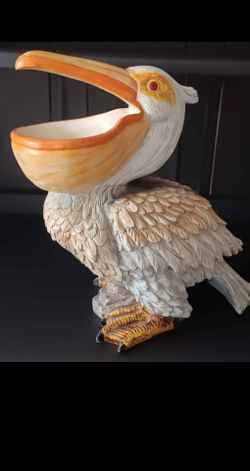 Ceramic pelican planter or catch-all dish 12" tall. Made In China.