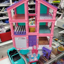 Doll House with Car & Furniture