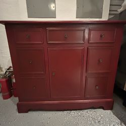 Distressed Red 7-Drawer Chest