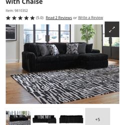 2 Piece Sofa With Chaise Black Great Condition 