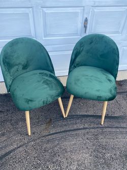 Hunter Green Velvet Chairs (2)