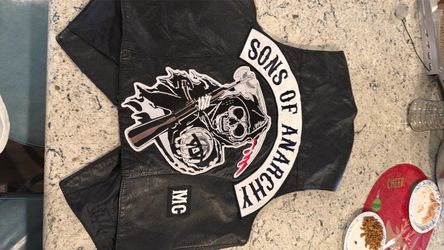 Sons of Anarchy leather vest with embroidered patches XXL