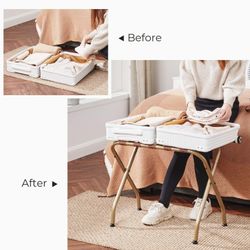 Luggage Rack, Pack of 2, Steel Frame, Foldable for Hotel, Golden