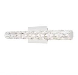 Decorators Collection Keighley 24 in. Integrated LED Chrome Bathroom Vanity Light Fixture with Crystal Shade. New