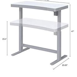 White Tresanti Adjustable standing Desk With Tempered Glass Top