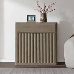 Buffet Cabinet with Storage - Accent Fluted Storage Cabinet with 2 Doors & 1 Drawer 34.6" Wide Modern Sideboard Credenza Large Buffet Table for Living