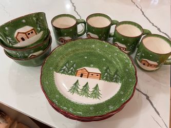 Wintery Log Cabin Dinnerware Set by The Cellar