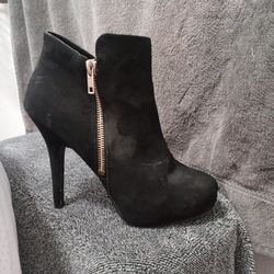 Suede Low Boot High Heel