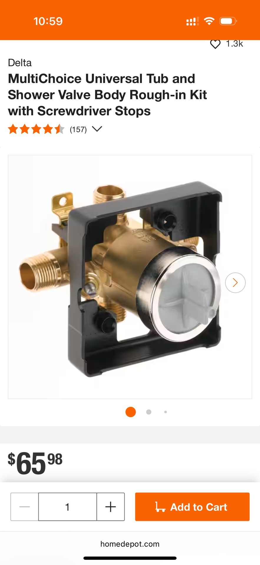 Delta Shower Valve & Cartridge - Shower Only
