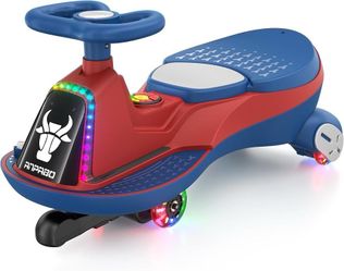 K513 $55  6V 7AH Electric Wiggle Car Blue-75W Motor, 2 Speed, Rechargeable Battery, Bluetooth & Music, LED Lights, Soft Start, Light-up Wheels, Anti-R