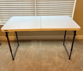 LIFETIME Fold-in-Half Adjustable Folding Table, 4 Foot