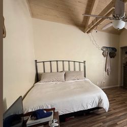 Queen bed frame/ farmhouse headboard