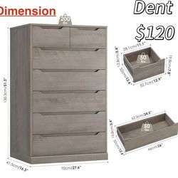 😀 HITHOS 51" Tall 7 Drawers Dresser, Modern Grey Dresser, Wood Dressers & Chests of Drawers with Cut-Out Handles, Upright Drawer Chest, Accent Vertic