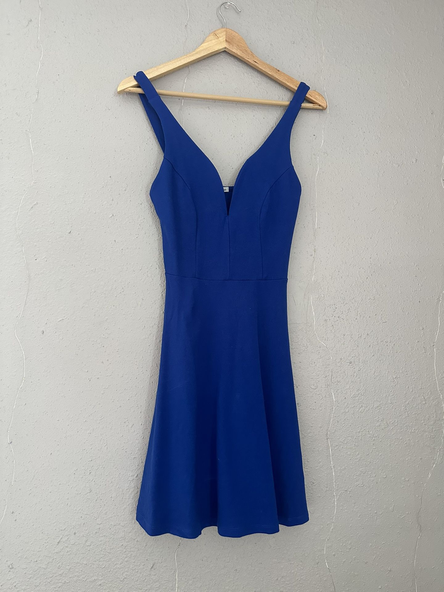Small, Royal Blue, Plunging V-neck Dress