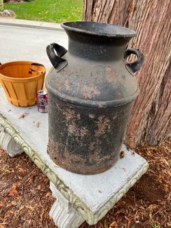 Vintage Heavy Metal Milk Can – Rustic Farmhouse, Primitive Country & Industrial Decor
